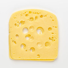 Cheese slice on white background.