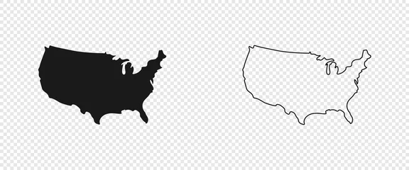 Fotobehang kaart van de V.S. Amerikaanse kaart. Kaart van de Verenigde Staten van Amerika in plat en lijnenontwerp © smile3377