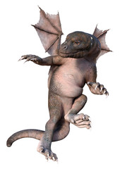 3D Rendering Fairy Tale Dragon on White