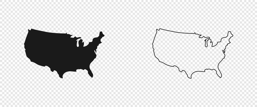 USA map. American map. United States of America map in flat and lines design