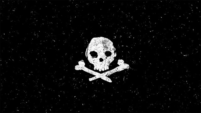 White skull shape on black