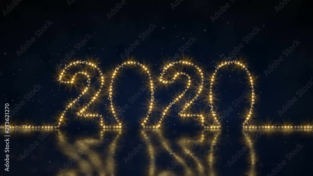 Poster text 2020 of rope light. festive blinking christmas bulbs. seamless loop 3d render animation