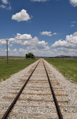 Fototapeta na wymiar Railway tracks at the Golden Spike historic Park