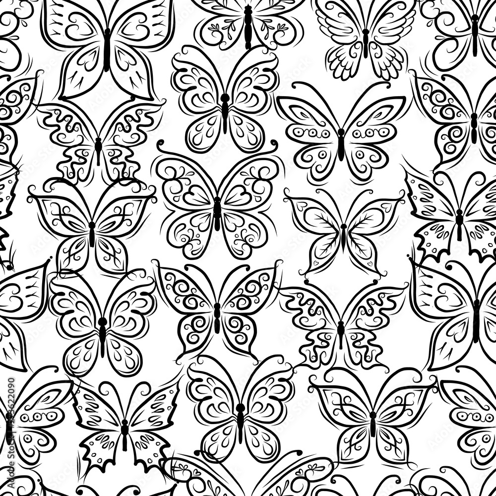 Poster art butterflies, seamless pattern for your design