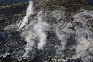 玉川温泉周辺の噴気孔と火山性ガス