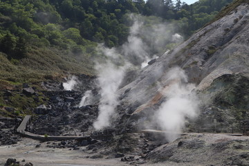 玉川温泉周辺の噴気孔と火山性ガス