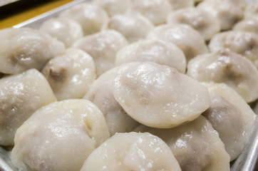 Fototapeta na wymiar Taiwan meatballs in a group on a dish