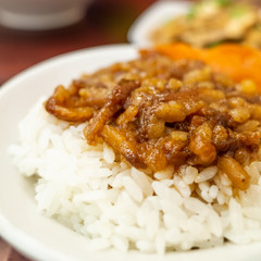 snacks of Chinese braised pork on rice