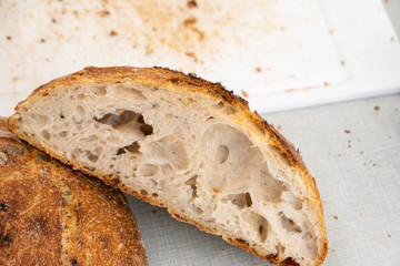 Organic country breads made with sourdough with different cereals and cooked over a wood fire