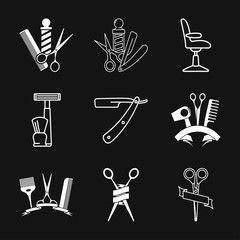 Obraz premium Barber icon vector, for web and mobile, salon hair dryer, hair curler.