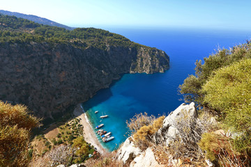 The Butterfly Valley (kelebekler vadisi) in Oludeniz, Fethiye in Turkey.