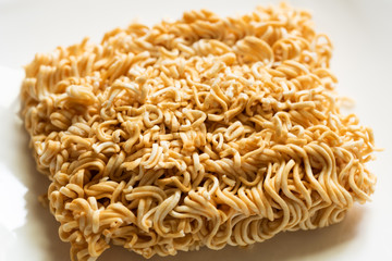 dry instant noodles on a plate