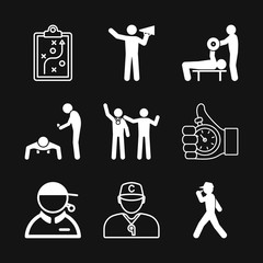 Coach icon, banner coaching concept, vector logo