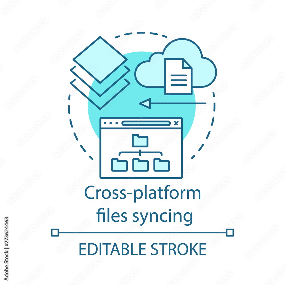 Poster cross platform files synchronization concept icon