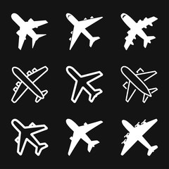 Fototapeta premium Plane icon on white background, airplane vector Illustration