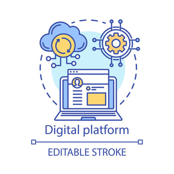 Digital platform, online network concept icon