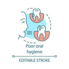 Poor oral hygiene concept icon