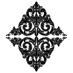 Black vintage baroque ornament, corner. Retro pattern antique style acanthus.Black vintage baroque ornament, corner. Retro pattern antique style acanthus.