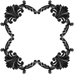 Vintage border frame engraving with retro ornament pattern in antique baroque style decorative design. Vector