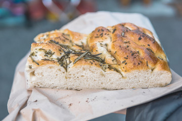Focaccia de puesto callejero 