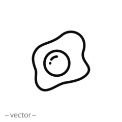 scrambled eggs icon, breakfast, line symbol on white background - editable stroke vector illustration eps10