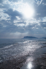 Landscape of Mediterranean Sea and Alanya peninsula. Best places of Antalya, Turkey. Tourism and activities.