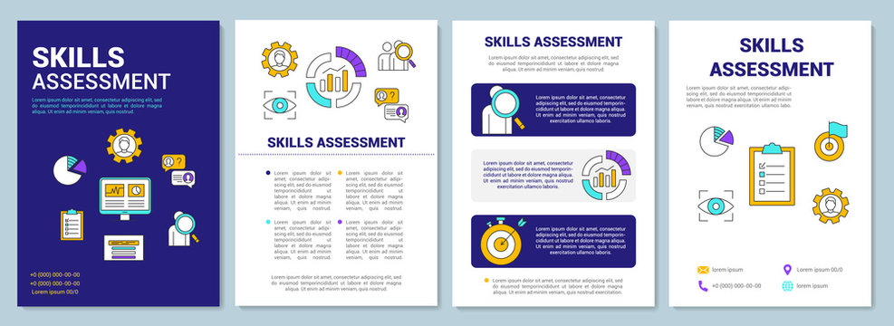 Skills assessment blue brochure template layout