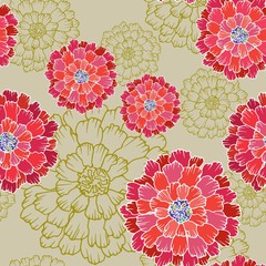 Seamless vector pattern with marigold flowers  for fabric, textile, wrapping paper, card, invitation, wallpaper, web design, background. Elements isolated on background, editable details.