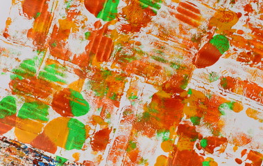 Brown, green, yellow blue mix of soft contrasts, paint acrylic background.Random palette of acrylic...