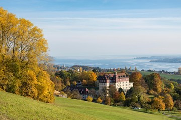 Schloss Spitzbart boarding school, Lake Constance behind, Uberlingen, Baden-Wurttemberg, Germany, Europe