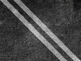 Fototapeta premium Double white lines on asphalt road background.