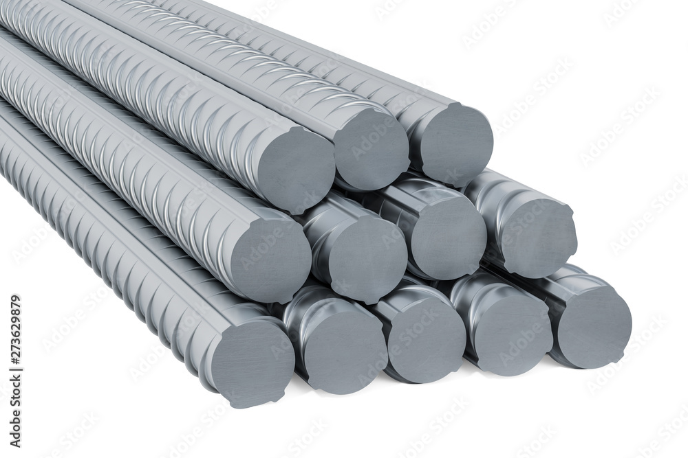 Poster building armature reinforcement bars, 3d rendering