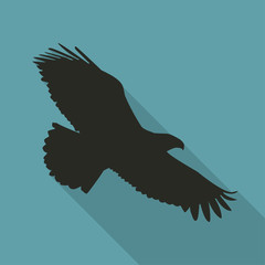 Eagle Icon in black color in a flat design. Vector illustration