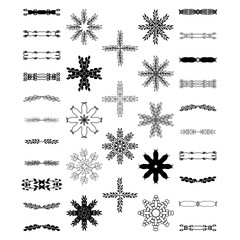 Dividers, borders, swirls, dividing and scrolls isolated on white background. Vector illustration 