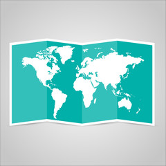 Crumpled paper of world map. Vector illustration