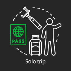 Solo trip chalk concept icon