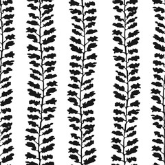 Vector seamless background with hand drawn illustration of herbs, or plants black on white field. Can be used for wallpaper, pattern fills, web page, surface textures, textile print, wrapping paper