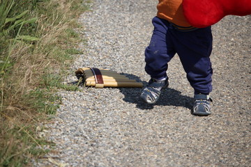 petit garçon marchant avec son chien