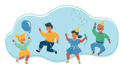 Kids of jumping on white background.