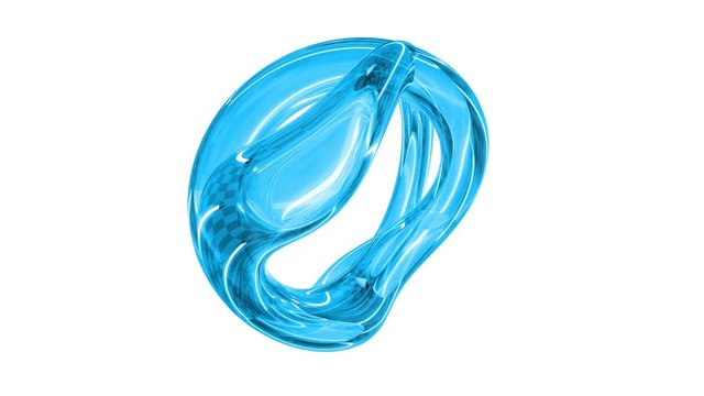 3d abstract object rotating like liquid form. 4k seamless loop animation footage. Green screen.