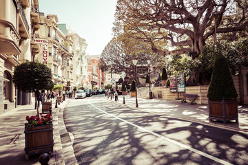 Beautiful old architecture style of residential buildings in the old city center in Monte Carlo in...