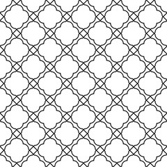 Seamless pattern based on japanese woodwork art.Black and white color.