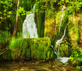 beautiful waterfalls in Plitvice Lakes National Park, Croatia