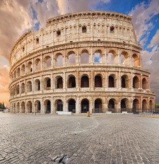 Fototapeta na wymiar Coliseum or Flavian Amphitheatre (Amphitheatrum Flavium or Colosseo), Rome, Italy. 
