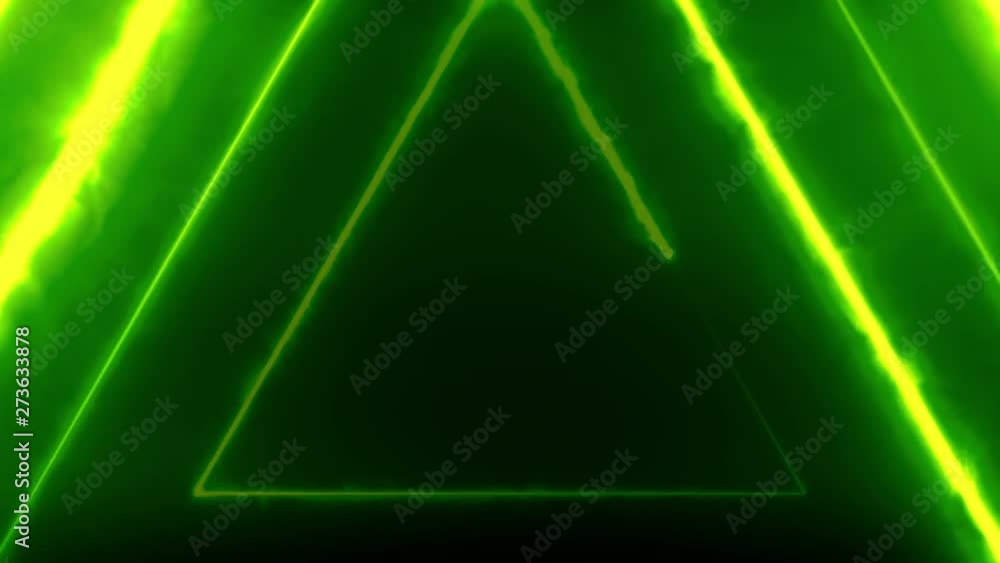 Aufkleber neon bakcground flying through edless glowing rotating neon triangles creating a tunnel, blue red pi