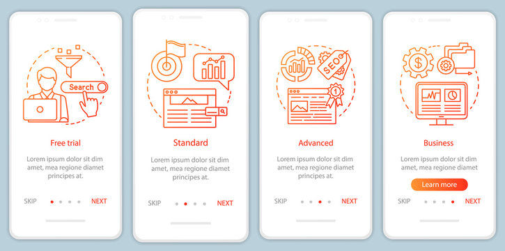 SEO Keyword Tool Subscription Onboarding Mobile App Page Screen With Linear Concepts