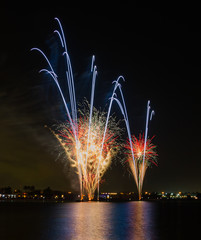 Fireworks show during the eid al-fitr celebration in Souq Wakrah, Doha Qatar