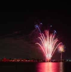 Fireworks show during the eid al-fitr celebration in Souq Wakrah, Doha Qatar