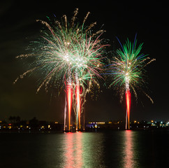 Fireworks show during the eid al-fitr celebration in Souq Wakrah, Doha Qatar