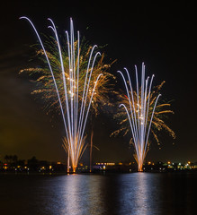 Fireworks show during the eid al-fitr celebration in Souq Wakrah, Doha Qatar